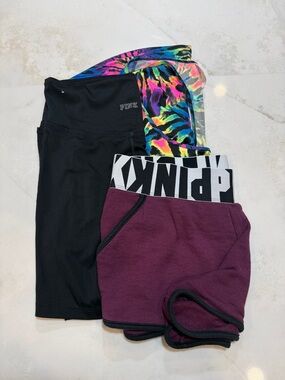 PINK Victoria Secret Shorts Tank Set Lot 3 Athletic Lounge Colorful